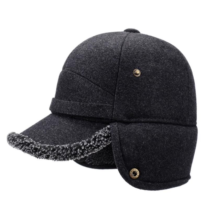 Autumn and Winter New Warm Lei Feng Hat Men's Father Outdoor Leisure Thickened In The Elderly Fleece Hat Baseball Cap Ear Cap