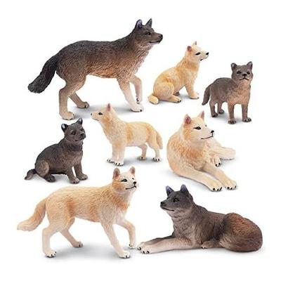 TOYMANY 8PCS Wolf Figure Animal Figure Set Realistic Animal Toy Wolf Family Popular Animal Toys Birthday Gift Christmas New Year Decoration Collection