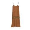 Summer New Product Women's Clothes Asymmetric Hem Straight-leg Neckline Wrinkles Embroider Sleeveless Dress 5107269