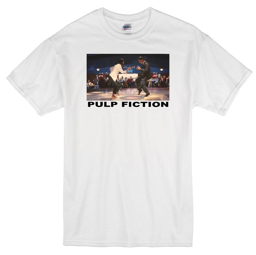 PULP FICTION VINCENT VEGA DANCE JOHN TRAVOLTA UMA THURMAN MOVIE WHITE T-shirt Tops Tees Unisex