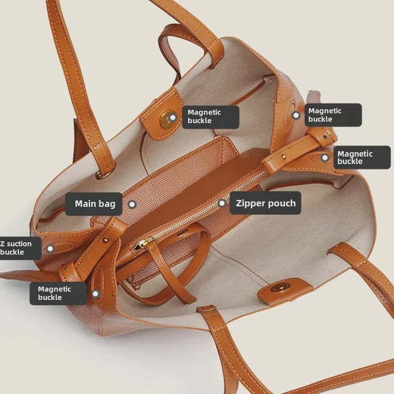 2024 Осень Натуральная Кожа Большая Вместительная Женская Сумка Через Плечо