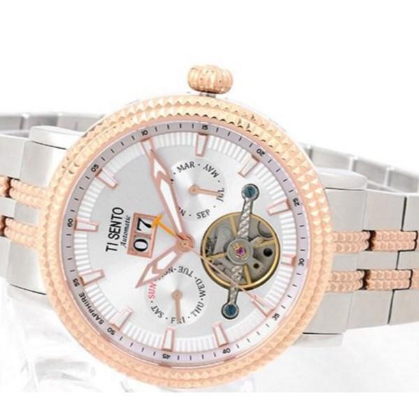 [Ticento]Men's Open Heart Multi-function Automatic Metal Watch TS50701RG + Shopping Bag, Korean Luxury Watches