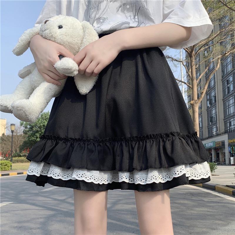 Мини-юбки женские с кружевными рюшами в японском стиле Kawaii