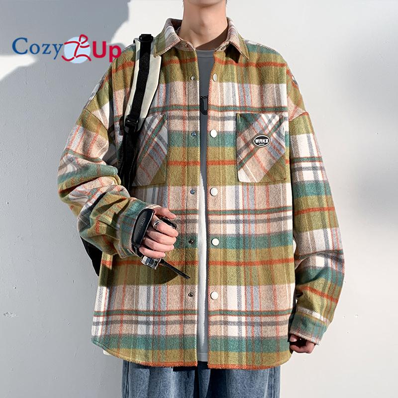 Men's Flannel Shirts Casual Button Down Plaid Shirt Jacket Long Sleeve Fleece Shacket with Pockets