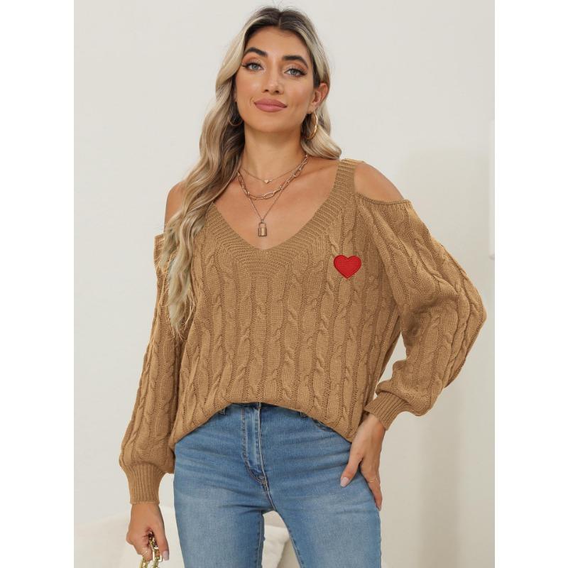 Женский осенне-зимний глубокий V-образный сексуальный свободный свитер без бретелек