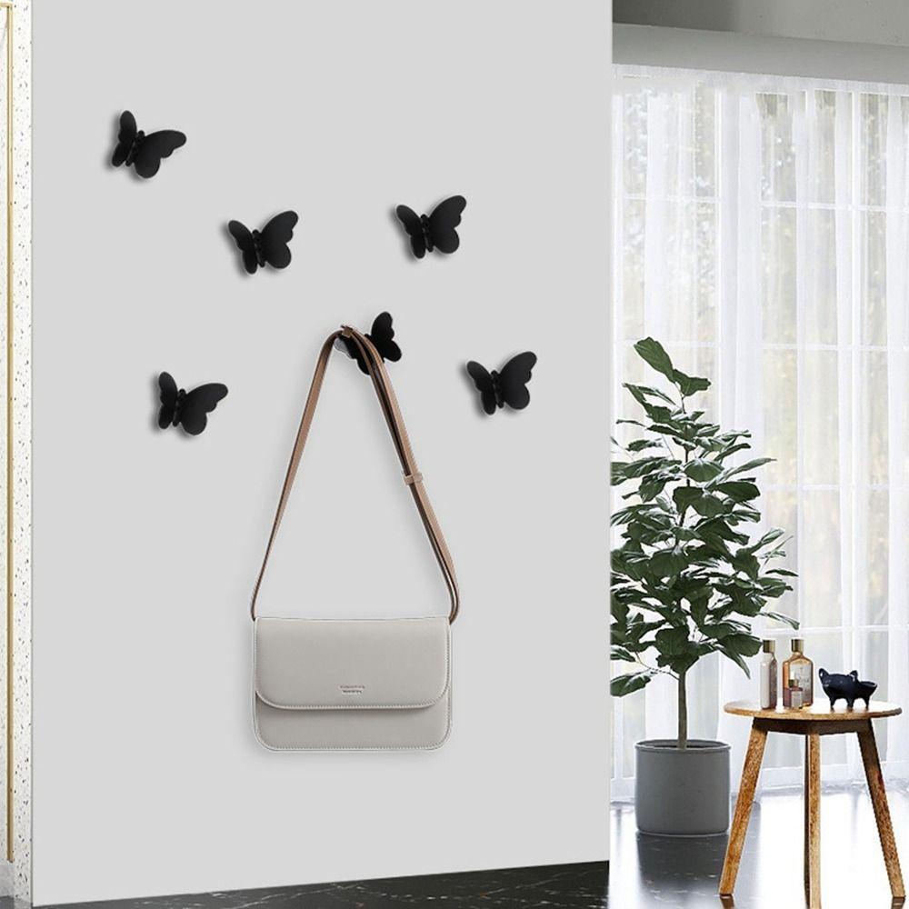 Stainless Steel Butterfly Shaped Wall Hanger Gold/Silver/Black Three-dimensional Towel Hangers Anti-rust Waterproof