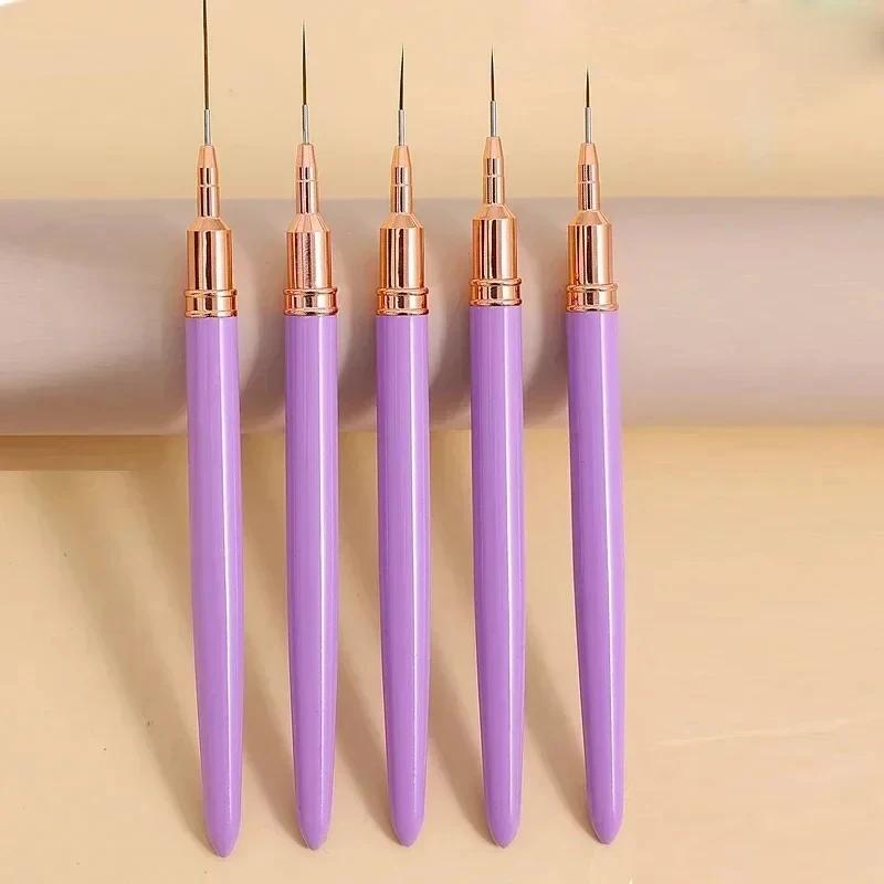 5Pcs Colorful Nail Art Liner Painting Brushes Ultra-thin Line Drawing Tool 7/9/11/15/25mm Details Manicure Nail Liners Pen Tool