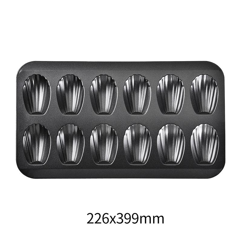 12 Cavities Carbon Steel Cake Mold Nonstick Baking Pan Shell Shape Baking Tray Pastry Cookie Bread Mold Bakeware Baking Tools