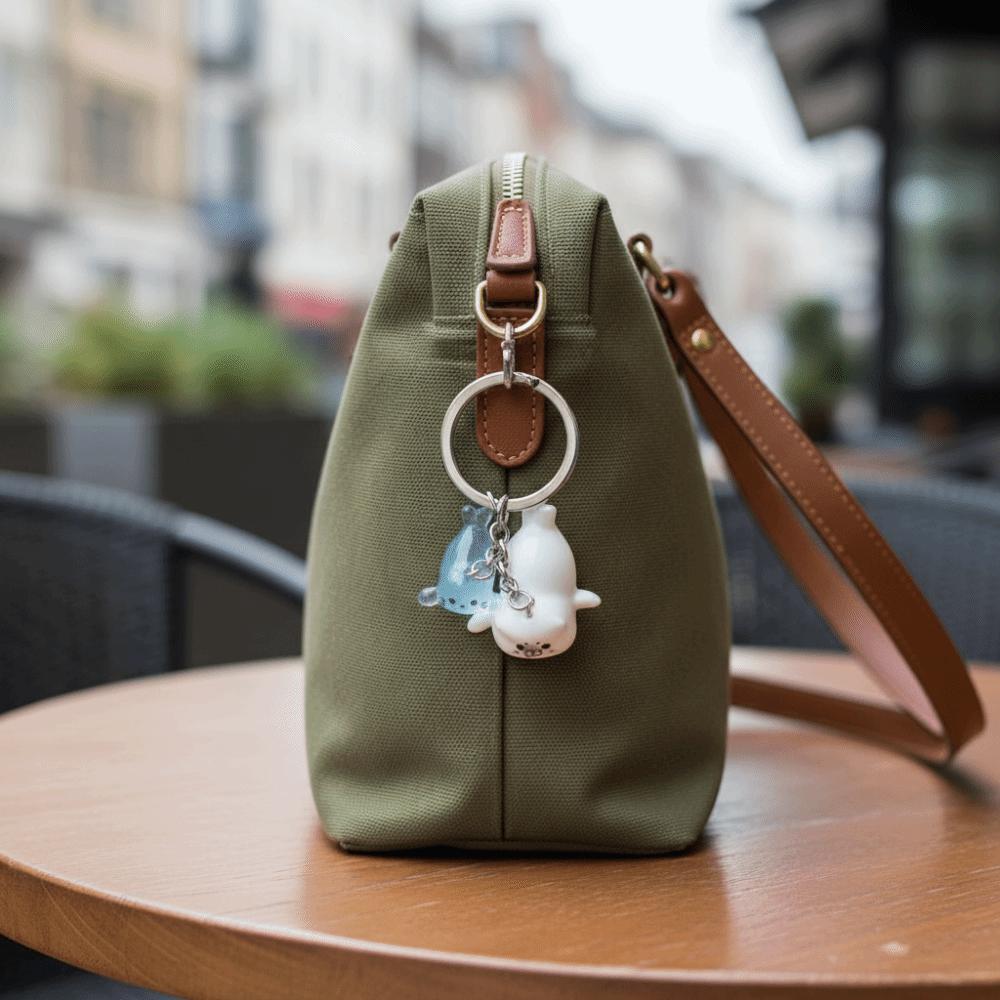 3Pcs Resin Material Sea Lion Keychain 3D Design Animal Key Chain Cute Key Holder Bag Decoration