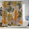 Цветочный Декор Душевая Занавеска Современный Набор для Ванной Комнаты с Принтом Золотисто-Желтых Цветов и Листьев Водостойкая Ткань для Ho