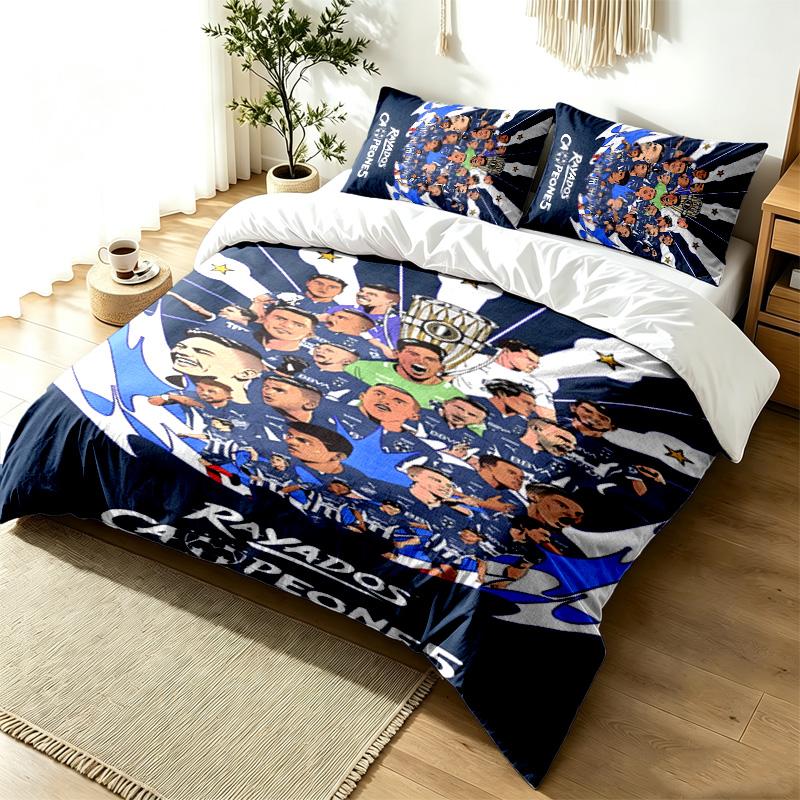 Club de Futboll Monterrey ICON 3pc Duvet Cover Set Simple Modern Bedding Set Wrinkle Resistant Soft Fabric All Season Use a perfect gift