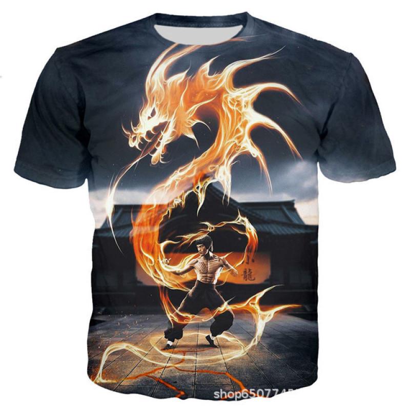 Summer Fashion Kung Fu Series 3D Printed Men's Casual O-Neck Short-Sleeved T-shirt Sportswear Cool Streetwear Oversized Tops