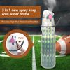590ML Mist Spray Water Bottle 3 Layers Insulated Large Capacity BPA-Free Portable Leak-proof Men Women Travel Gym Sports Workout Straw Drinking Cup