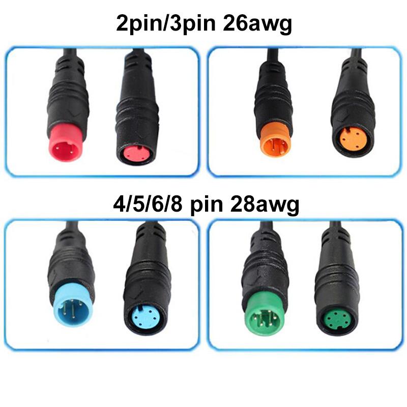 Waterproof 9mm M8 2 3 4 5 6 Core Pin Male To Female Ebike Sensor Cable M/F Speed Extend Connector Electric Bicycle