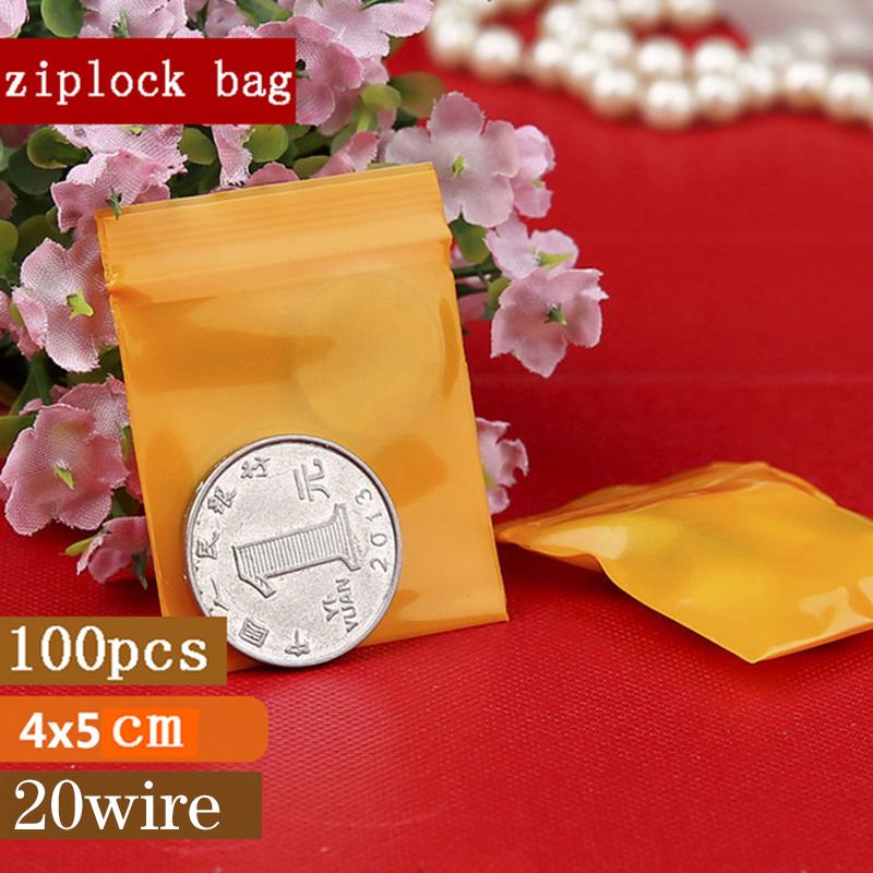 100 шт./лот, 4x5 см, сумки с замком, прозрачные пластиковые пакеты на молнии с принтом для хранения продуктов, упаковка для ювелирных изделий, сумки