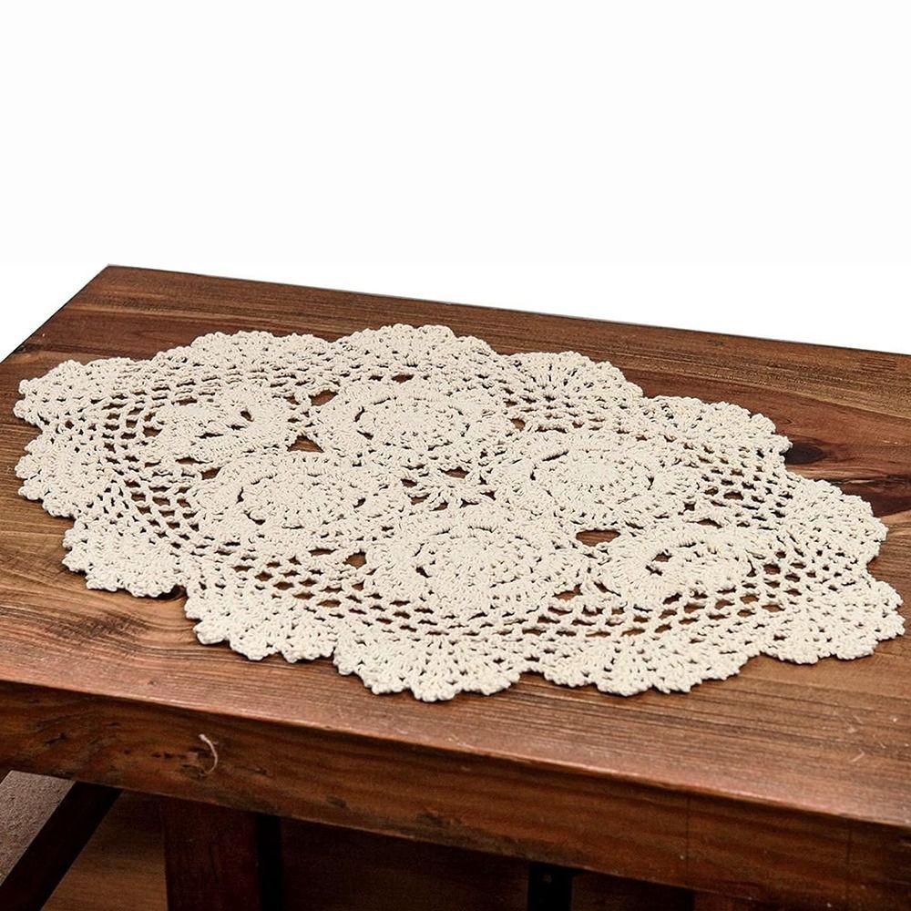 New Vintage Crocheted Doilies Shabby Chic Round Oval Crochet Placemet Handmade Wedding Event Decor
