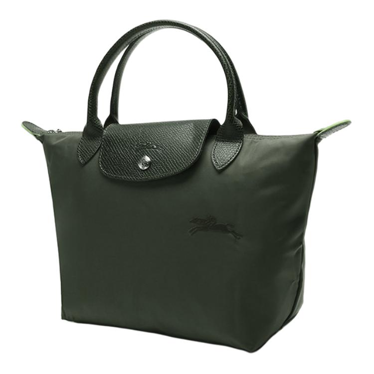 Longchamp Le Pliage Green 23 Сумка-тоут с короткими ручками Экологичная холщовая сумка-пельмень Маленькая женская сумка-тоут Лесной зеленый 1621919479