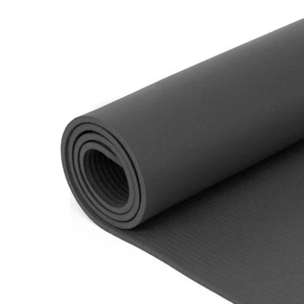 Exercise Mat Black 72x24x0.4in Thick NBR High Safety Anti Slip Texture Easy Furl Pilates Mat for