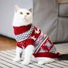 Christmas Cat & Dog Sweater - Reindeer Snowflake Diamond Pattern Red & White Pullover, 100% Acrylic Warm Winter Coat