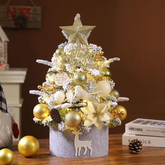 Мини-елка, искусственная настольная елка с шишковидными шариками, светодиодная подсветка на батарейках