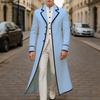 Men Lapel Neck Long Sleeve Stitching Open Front Long Blazer Coats