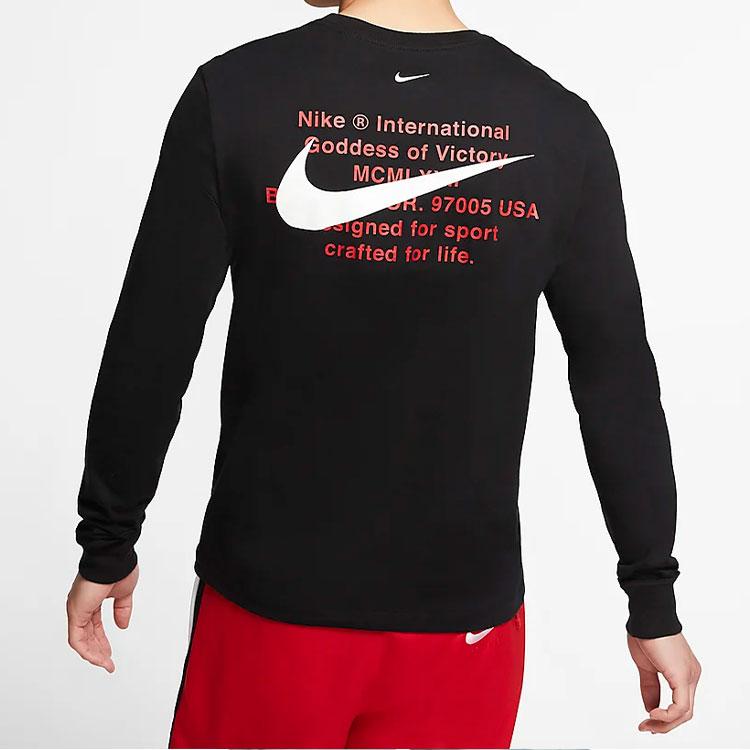 Nike Спортивная футболка с длинным рукавом Swoosh Мужские топы Черные CK2259-010