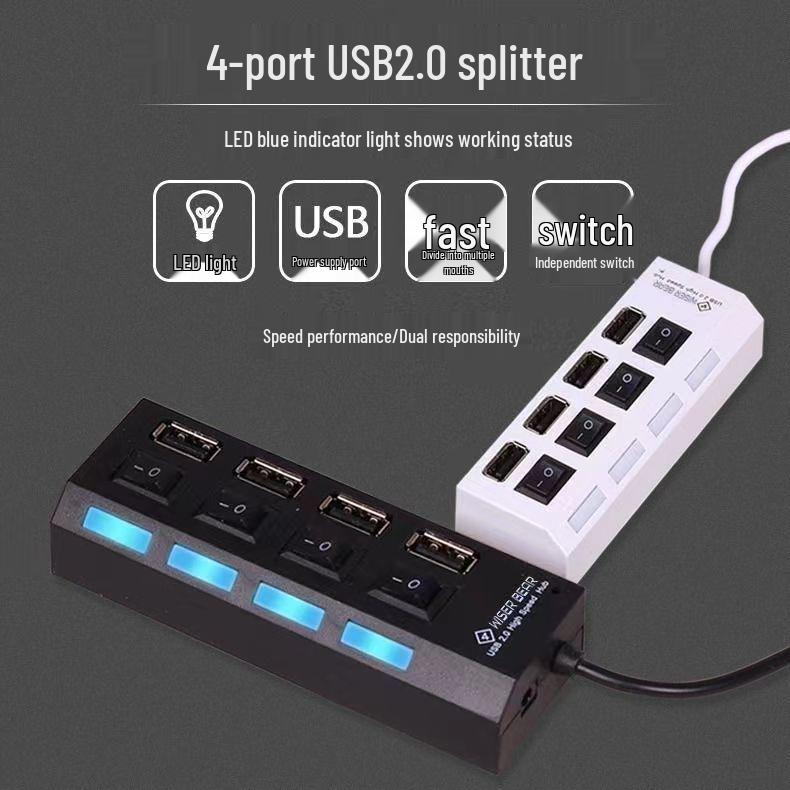 Высокоскоростной USB 2.0 хаб-разветвитель для ноутбука, настольного компьютера, мыши, клавиатуры и U-диска