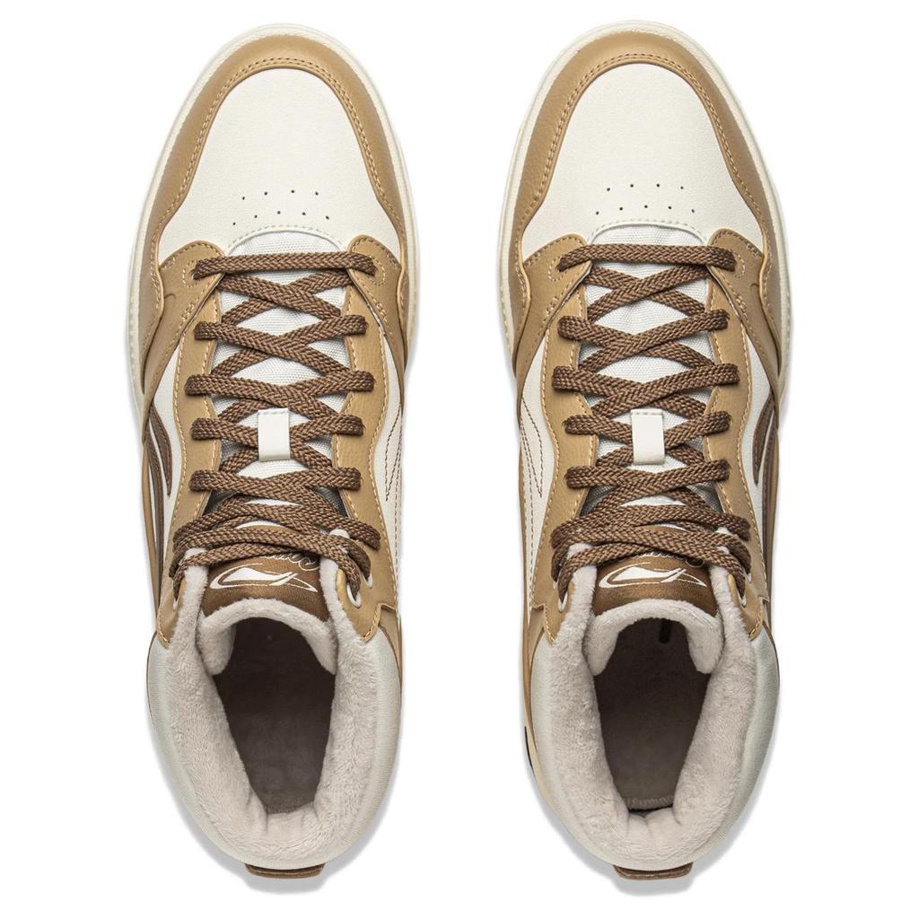 Li Ning Common 80-е Термостойкие Скользкие и Износостойкие Средние Скейтбордические Кроссовки Мужские Чайный Коричневый Экрю AGCV407-4