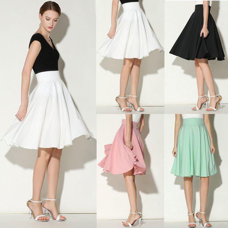 Premium Quality New Women Flared Knee Length Skater Skirt For Stylish Office Wear