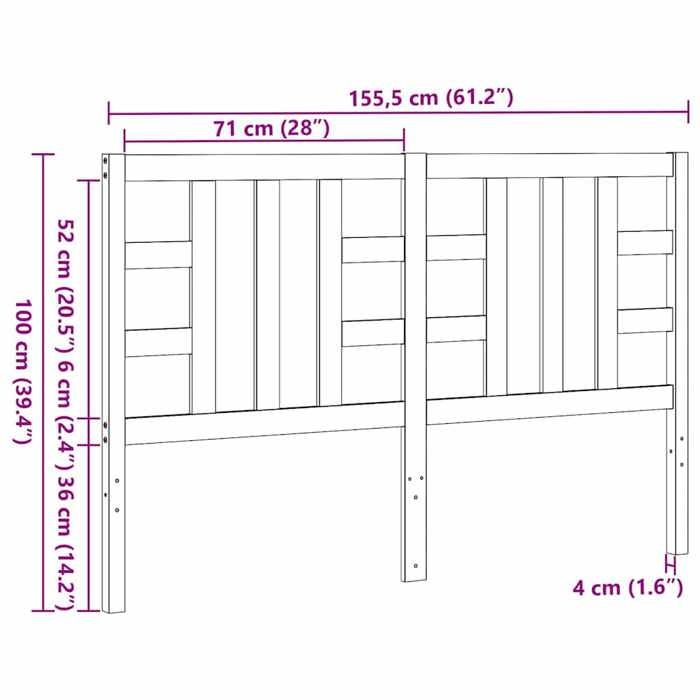 VidaXL Headboard Honey Brown 146x4x100 Cm Solid Pine Wood 817843