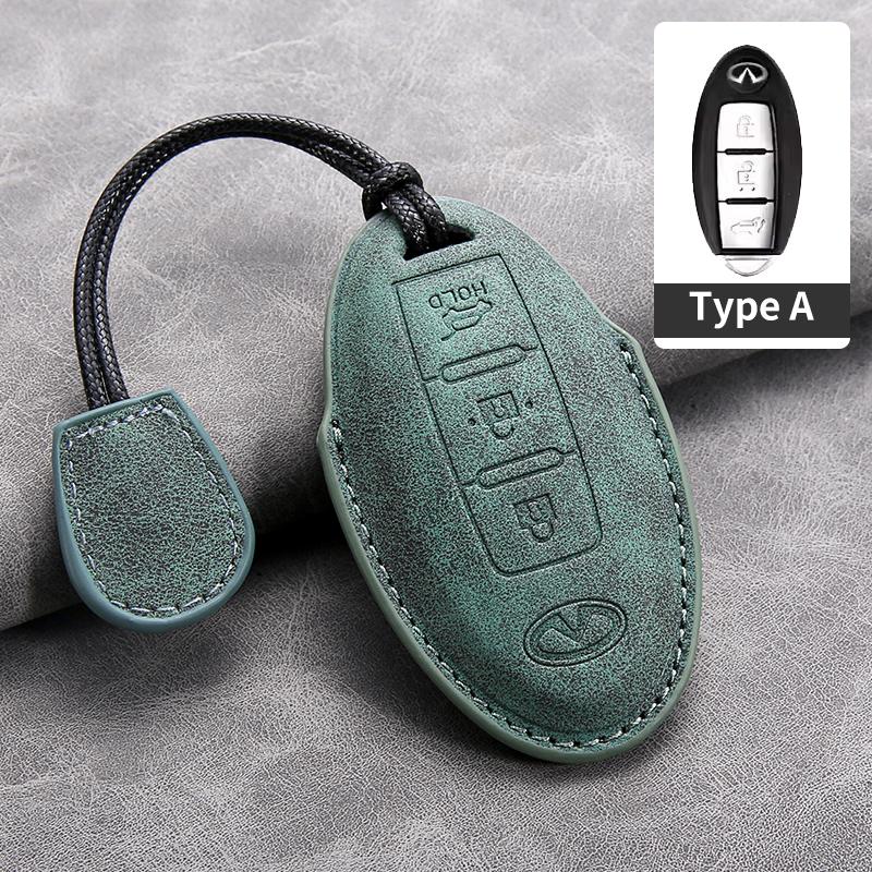 Leather Car Key Cover Case for Infiniti Q50L QX50 QX60 QX55 Q70 Q70L Q30 QX30 QX70 ESQ XQ80 XQ60 Q60S Car Key Rope Keyring