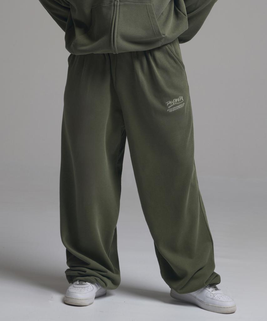 PHERMENON Pigment Oversized Wide String Jogger Pants - Khaki