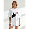 Oversized T Shirt Black Hand Pointing Heart Print Casual Streetwear Summer Top For Women
