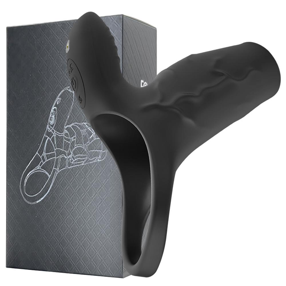 Vibrating Cock Ring With Penis Sleeve Clitoral G Spot Dual Stimulation Vibrator Couples Adult Sex Toys for Men Women Pleasure