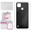 apgo Protective Skin Sticker for the Back Compatible with Tecno Pop 4 LTE, Wrap Film, Foil, Vinyl - Pattern Black Leather
