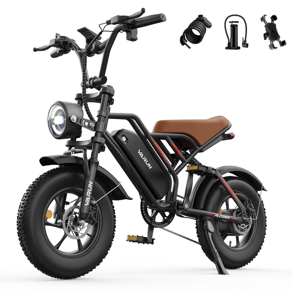 Varun Plorer E-Mountain Bike 16 Inch Off-Road Fat Tires All-Terrain Electric Bike 500W Motor 48V13Ah Battery Outdoor Riding Electric Bicycle