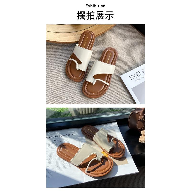 Модные сандалии женские на плоской подошве One Word Soft Bottom повседневные тапочки для улицы корейская пляжная обувь