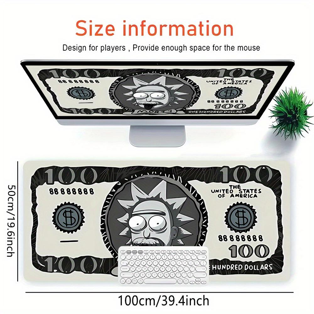 1pc Large Gaming Mouse Pad, UV Reactive Non-Slip Desk Mat, Washable PolyesterMorty, Dollars, CartoonComputer Pad with Vibrant Game Machine P