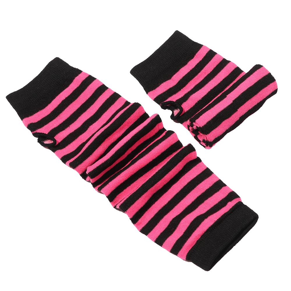 Полосатые вязаные нарукавники с длинным рукавом, перчатки без пальцев, длинные перчатки до локтя, митенки