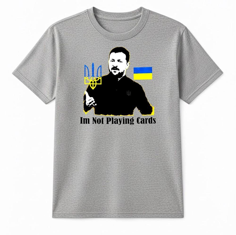 Эмблема Украины Я не играю в карты Зеленский Унисекс Футболка Поддержка Украины Футболка