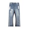RogueWave High Street Washed Jeans Retro Personalized Straight-leg Splicing Flared Pants Trendy Denim Trousers