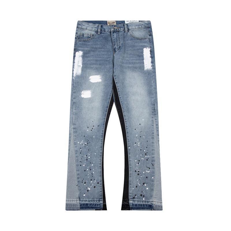 RogueWave High Street Washed Jeans Retro Personalized Straight-leg Splicing Flared Pants Trendy Denim Trousers