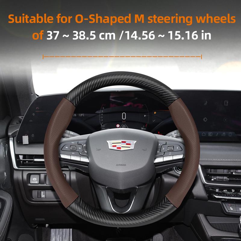 AABHX1 Suitable for Cadillac Breathable Hole Leather Matte Carbon Fiber Texture Steering Wheel Cover Suitable for Cts 2013 Ct4 Carbon Interior Ct5