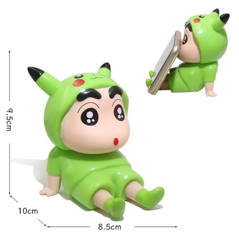 Crayon Shin-Chan Mobile Phone Kawaii Anime Desktop Ornaments Cartoon Watching Tv Phone Support Cute Doll Decorations Toy Gifts