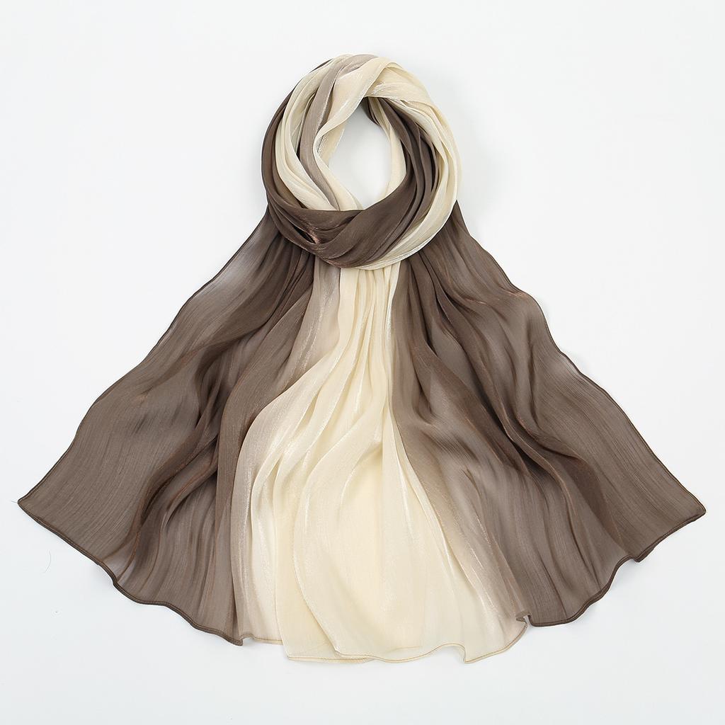 Шелковый хиджаб с градиентом и блестками для мусульманских женщин, однотонные головные платки, платок на голову, мерцающий, исламский тюрбан, головной убор для Рамадана 180*70 см