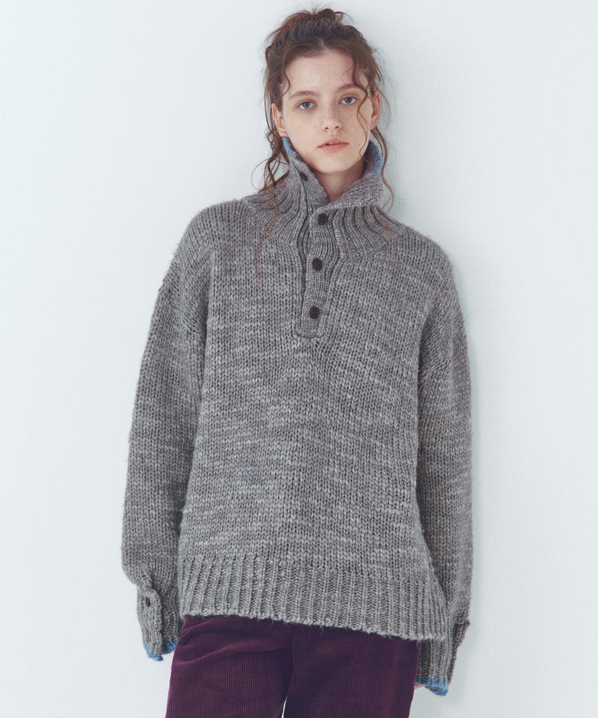 CITTA Wool High-Neck Heavy Knit_Ctk254(Grey)