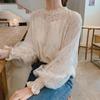 Spring 2023 White Lace Lantern Sleeve Mesh Shirt