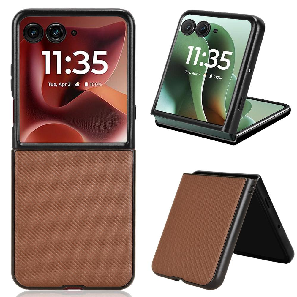 Для Motorola Razr 60 Ultra 5G Чехол Текстура углеродного волокна Противоударный PU+PC Чехол для телефона