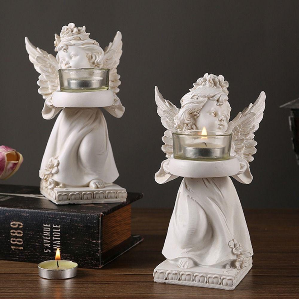 Decorative Angel Candle Holder Nordic Angel Display Holder Resin Angel Ornament Table