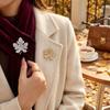 Trendy Jewelry Sequin Leaf Brooch Metal Maple Leaf Pin  Party Accessories